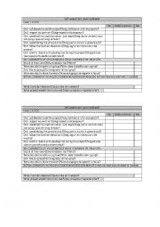 English Worksheet: Self assessment