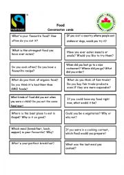 English Worksheet: Conversation cards: Food