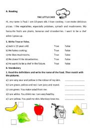 English Worksheet: LITTLE CHEF