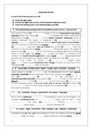 English Worksheet: Language review unit 1 4th form