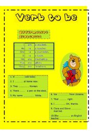 English Worksheet: Verb to be affirmative