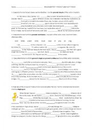 English Worksheet: present and past teses