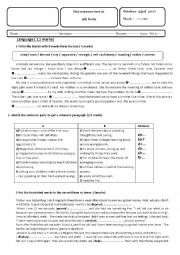 English Worksheet: mid semester test 1 9th form 