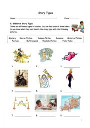 English Worksheet: types of story