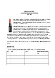 English Worksheet: Product Review