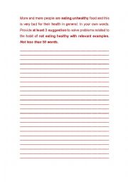 English Worksheet: eating unhealthy food 