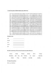 Days, months, ordinal numbers. Activities