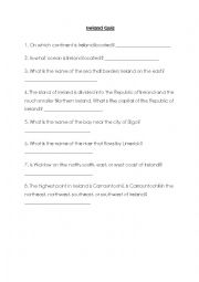 English Worksheet: Ireland quiz