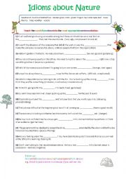 English Worksheet: Idioms about Nature