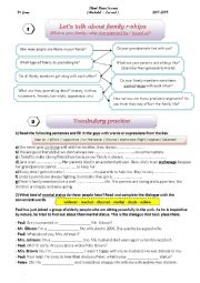 English Worksheet: family relationships