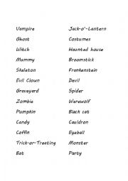 English Worksheet: Printable Halloween Pictionary