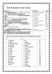 English Worksheet: 8th form first semester review