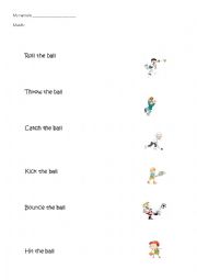 playing ball actions worksheet