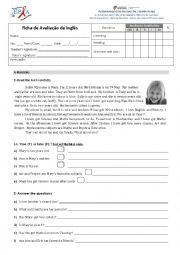 English Worksheet: test 6th form part 1