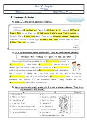 English Worksheet: mid semester 1 test 7th form