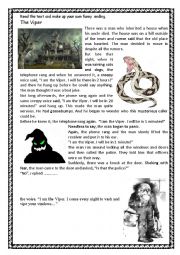 English Worksheet: Halloween scary funny story. The Viper