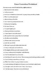 English Worksheet: Errors correction