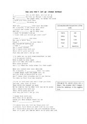 English Worksheet: Say you wont let go - Simple Past
