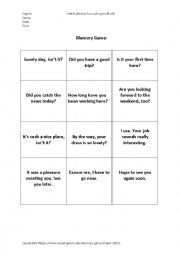 English Worksheet: Memory Game Small Talk