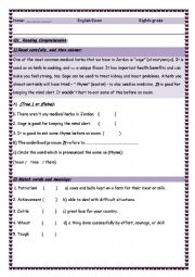 English Worksheet: English test 8th grade
