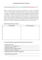 English Worksheet: Present Simple & Present Continuous TEXT