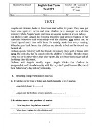 English Worksheet: mid term test1 for 9th formers