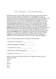 English Worksheet: The Royal Tenenbaums Prologue