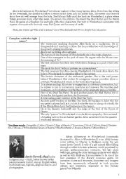 English Worksheet: The characters in Alice in Wonderland