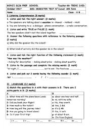 English Worksheet: mid semester test 1