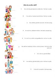 English Worksheet: Who do you live with?