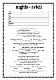 English Worksheet: The Nights - Avicii