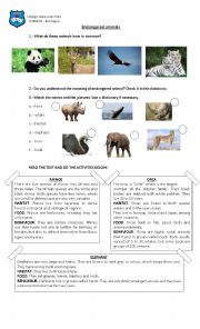 English Worksheet: endanger animals
