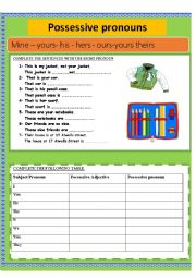 English Worksheet: POSSESSIVE PRONOUNS