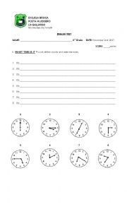 English Worksheet: 6th grade the time test easy 