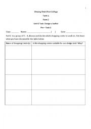 English Worksheet: Design leaflet for promoting a shopping centre Task 1