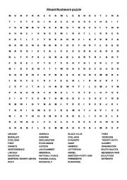 English Worksheet: mount Rushmore wordsearch