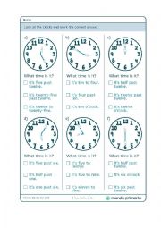 English Worksheet: What Time Is It?