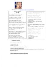 English Worksheet: You belong with me song