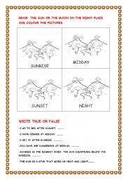 English Worksheet: DAY, NIGHT, SUN, MOON