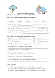 English Worksheet: IDIOMS ABOUT WEATHER
