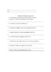 English Worksheet: Adverbs of Frequency