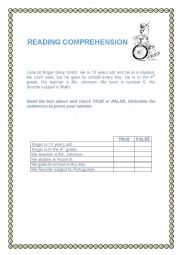 English Worksheet: READING COMPREHENSION