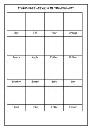 English Worksheet: Pictionary - review vocabulary