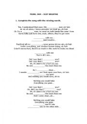 English Worksheet: Just breathe by Pearl Jam