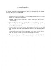 English Worksheet: A travelling diary