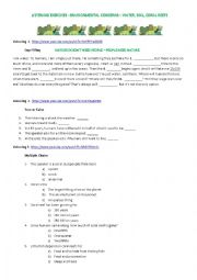 English Worksheet: LISTENIG -ENVIRONMENTAL CONCERNS  WATER, SOIL, CORAL REEFS