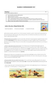 English Worksheet: Reading comprehension test format