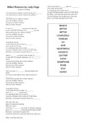 English Worksheet: Million Reasons - Lady Gaga