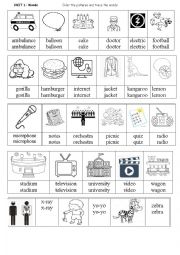 English Worksheet: alphabet words