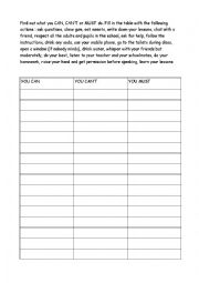 English Worksheet: Classroom rules